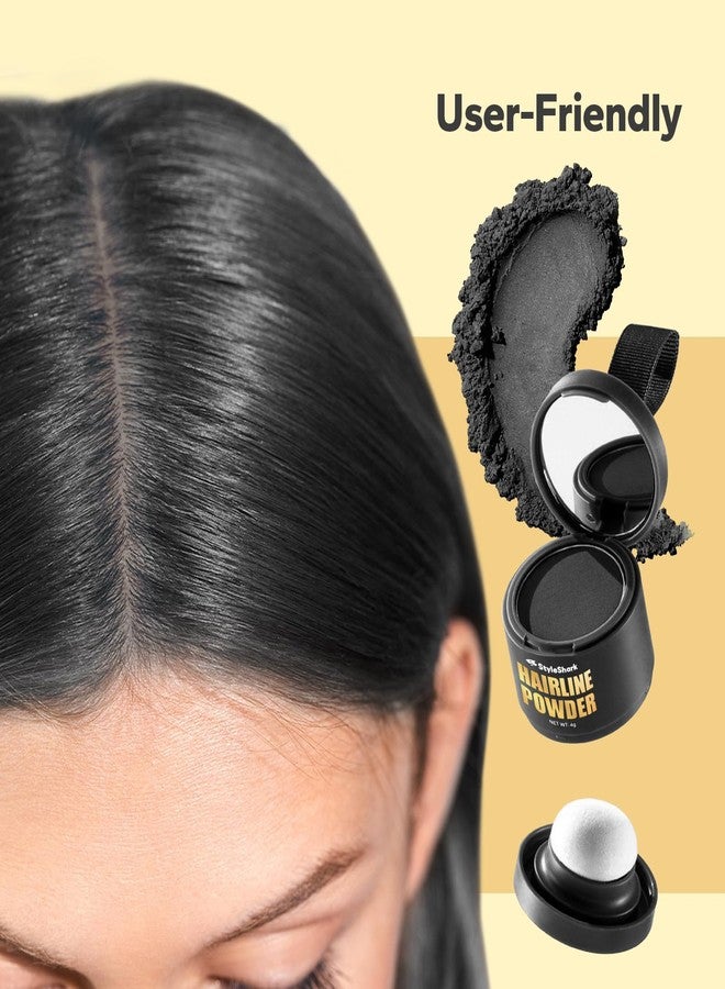 StyleShark Hairline Powder for Women & Men - Stain-Proof Root Touch Up for Thinning Hair, Sweatproof, Quick Cover Up (Black) - Image 5